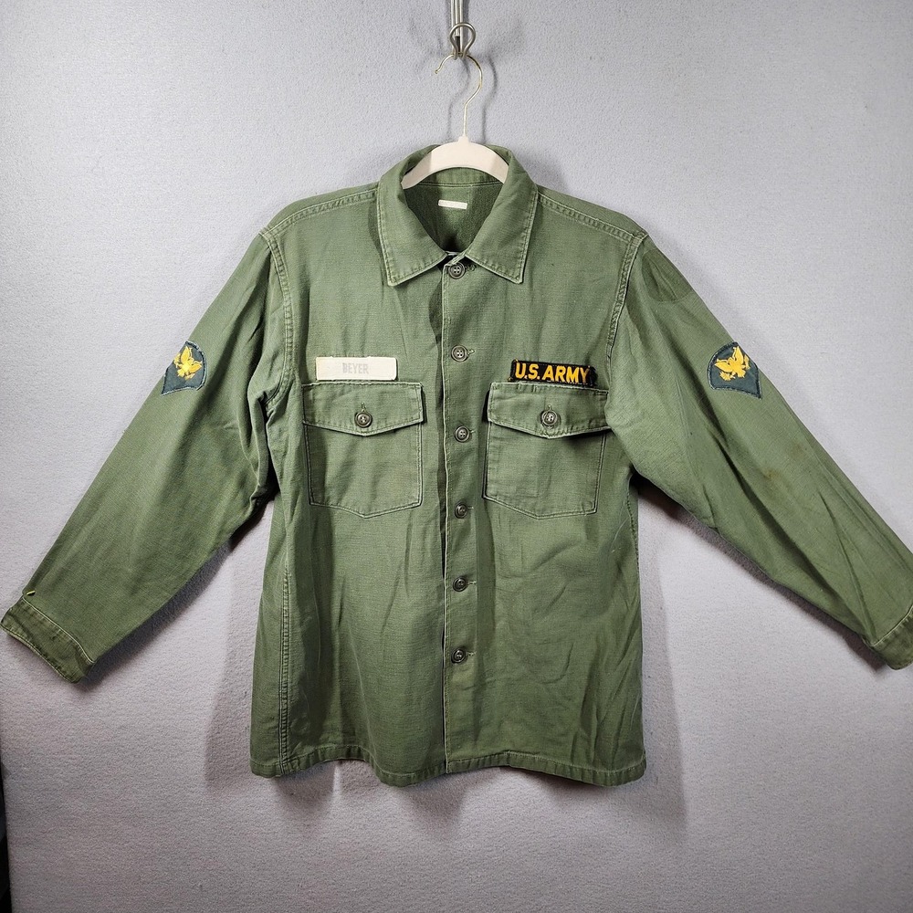1965 US Army OG-107 Fatigue Shirt Type III Green Shade 107 D1-9409 Vietnam Era